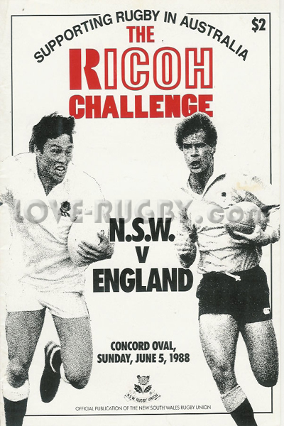 1988 New South Wales v England  Rugby Programme